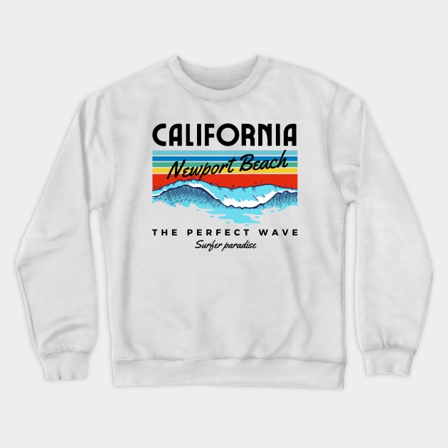 Retro Newport Beach California Crewneck Sweatshirt by bougieFire